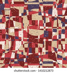 Seamless pattern. Bright camouflage consisting of intersections of arcs and circles. Fashionable coloring. Multicolor background. For stylish clothes.