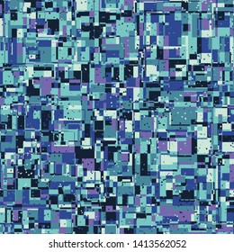 Seamless pattern. Bright camouflage consisting of intersections of squares and straight squares. Fashionable coloring. Multicolor background. For stylish clothes.