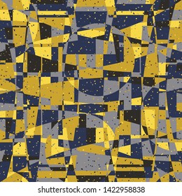 Seamless pattern. Bright camouflage consisting of intersections of arcs and circles. Fashionable coloring. Multicolor background. For stylish clothes.