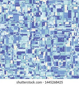Seamless pattern. Bright camouflage consisting of intersections of squares and straight squares. Fashionable coloring. Multicolor background. For stylish clothes.