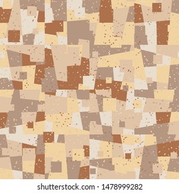 Seamless pattern. Bright camouflage, consisting of angular shapes and squares. Fashionable coloring. Six color background. For stylish clothes.