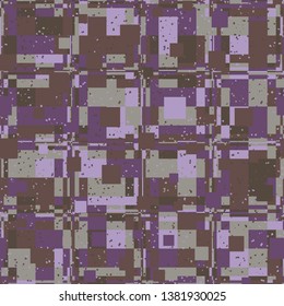Seamless pattern. Bright checkered camouflage. Grunge style. Fashionable texture. Six color background.