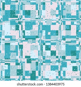 Seamless pattern. Bright checkered camouflage. Grunge style. Fashionable texture. Six color background.