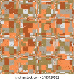 Seamless pattern. Bright checkered camouflage. Grunge style. Fashionable texture. Six color background.