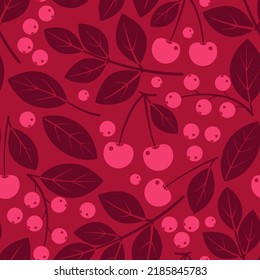 seamless pattern with bright cherries and currants