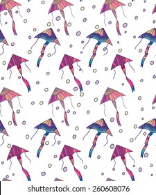 Seamless pattern with bright children's kites Vector  illustration eps10