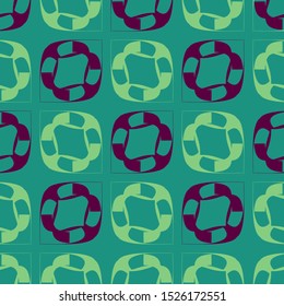 Seamless pattern with bright circular geometric elements.