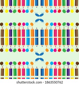 Seamless pattern of bright colored pencils, print background