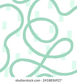 Seamless pattern of bright colorful abstract squiggles print, continuous line, scribble spiral and wavy lines. retro 80s. Chaotic ink brush texture. Vector illustration