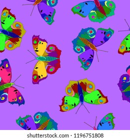 Seamless pattern of bright and colorful butterflies .Vector illustration. 