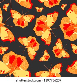 Seamless pattern of bright and colorful butterflies .Vector illustration. 