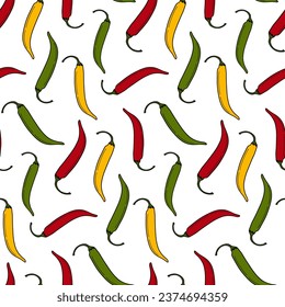 Nahtlose Muster heller bunter Chilischoten in trendigen mexicanischen Tönen. Abstrakte Hintergrundtextur