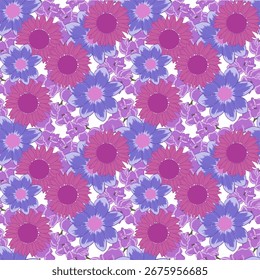 Seamless Pattern of Bright and colorful floral