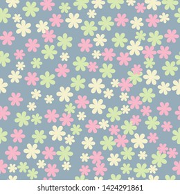 Seamless pattern with bright colorful flowers 