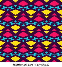 Seamless pattern with bright colorful geometric ornament.
