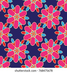 Seamless pattern with bright colorful geometric ornament.