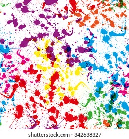 seamless pattern bright colorful splashes of paint on a white background