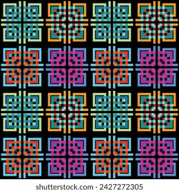 Seamless pattern of bright and colorful squares. This vector illustration is a unique and dynamic design that attracts attention and adds a pop of color to your project.