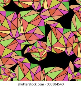 Seamless pattern with bright colorful triangle shapes.