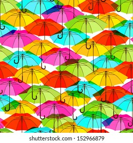 Seamless pattern with bright colorful umbrellas. Vector illustration, EPS10