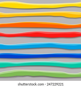 Seamless pattern with bright colorful wavy stripes volume. Editable  Vector illustration.