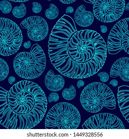 seamless pattern in bright colors, stylized shell