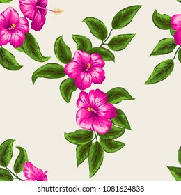 Seamless pattern with bright cute flowers of pretty orchids.Tropical exotic print for fabric, textile, wallpaper.