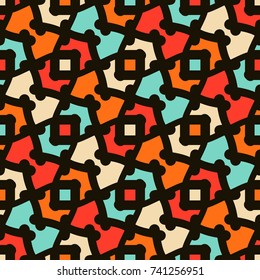 Seamless pattern with bright diagonal geometric ornament.
