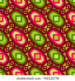 Seamless pattern with bright diagonal geometric ornament.