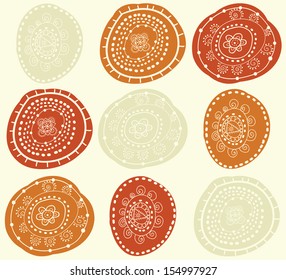 Seamless pattern with bright ethnic circles in vector .