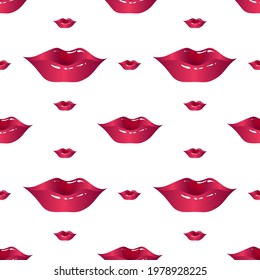 Patrón sin foco de labios femeninos brillantes. Lips con maquillaje. Ilustración vectorial.