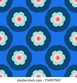 Seamless pattern with bright floral geometric ornament.