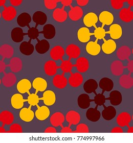 Seamless pattern with bright floral geometric ornament.