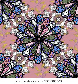 Seamless pattern with bright flowering carpet of plants on a black, neutral and white colors.