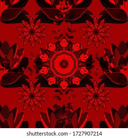 Moqueta de flores brillantes en tonos negros, rojos y marrones.