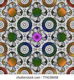 Seamless pattern with bright flowering carpet of plants on a white, black and green colors.