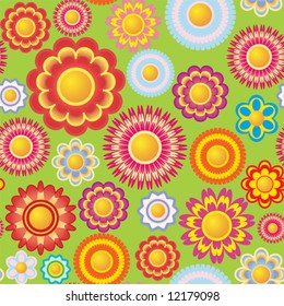 Seamless pattern with bright  flowers
