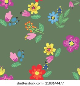 Seamless pattern with bright flowers. Background with flowers