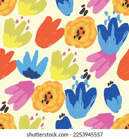 Patrón sin foco con flores brillantes. Fondo con flores