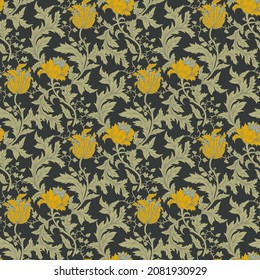 nahtloses Muster mit hellen Blumen im Vintage-Stil