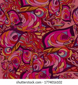 Seamless pattern in bright fuchsia colors. Abstract drawing for printing on fabric, paper, bags, t-shirts, mugs. Fancy pattern for printing.