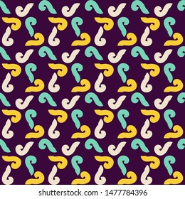 Seamless pattern with bright geometric curved elements.