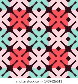 Seamless pattern with bright geometric ornament.