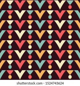 Seamless pattern with bright geometric ornament.