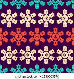 Seamless pattern with bright geometric ornament.