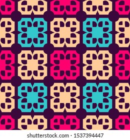 Seamless pattern with bright geometric ornament.