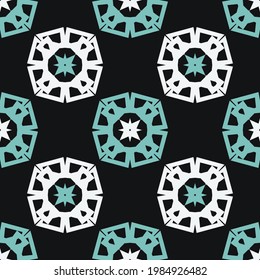 Seamless pattern with bright geometric ornament.