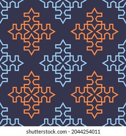 Seamless pattern with bright geometric ornament.