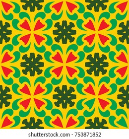 Seamless pattern with bright geometric ornament.