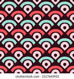 Seamless pattern with bright geometric shapes.